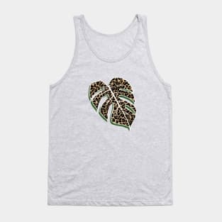 Leopard Print, Monstera Leaf, on Pink Tank Top